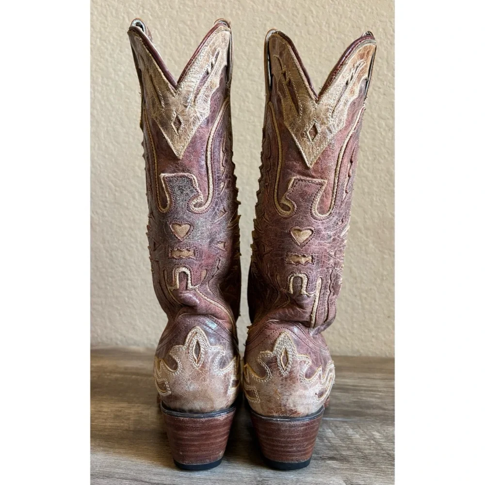 Corral Crackle Distressed Antique Saddle Western Womens Cowboy Boots - Picture 6 of 15